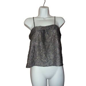 Vintage Union Made 1970s Disco Era Metallic Acetate Cami Crop Top